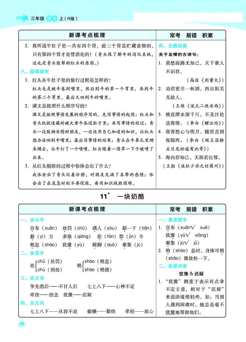 三（上）语文期末每一课重考点梳理（全册）_三年级上下册资料_小学三年级学习资料-25年更新版_3-01、小学三年级语文上册_3-1-1、复习、知识点、归纳汇总_语文三（上）重点总汇