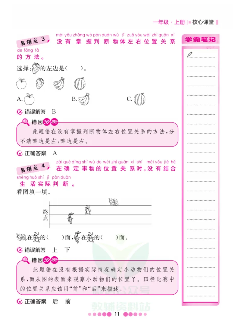 一年级上册数学北师版易错清单_一年级上下册资料_小学一年级学习资料-25年更新版_1-03、小学一年级数学上册_北师大版_01、知识汇总