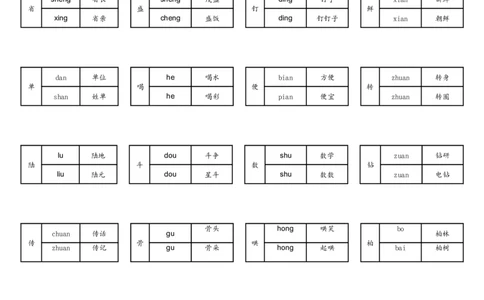 二年级下册多音字复习_二年级上下册资料_小学二年级学习资料-25年更新版_2-02、小学二年级语文下册_2-2-2、练习题、作业、试题、试卷_专项练习_词语、注音