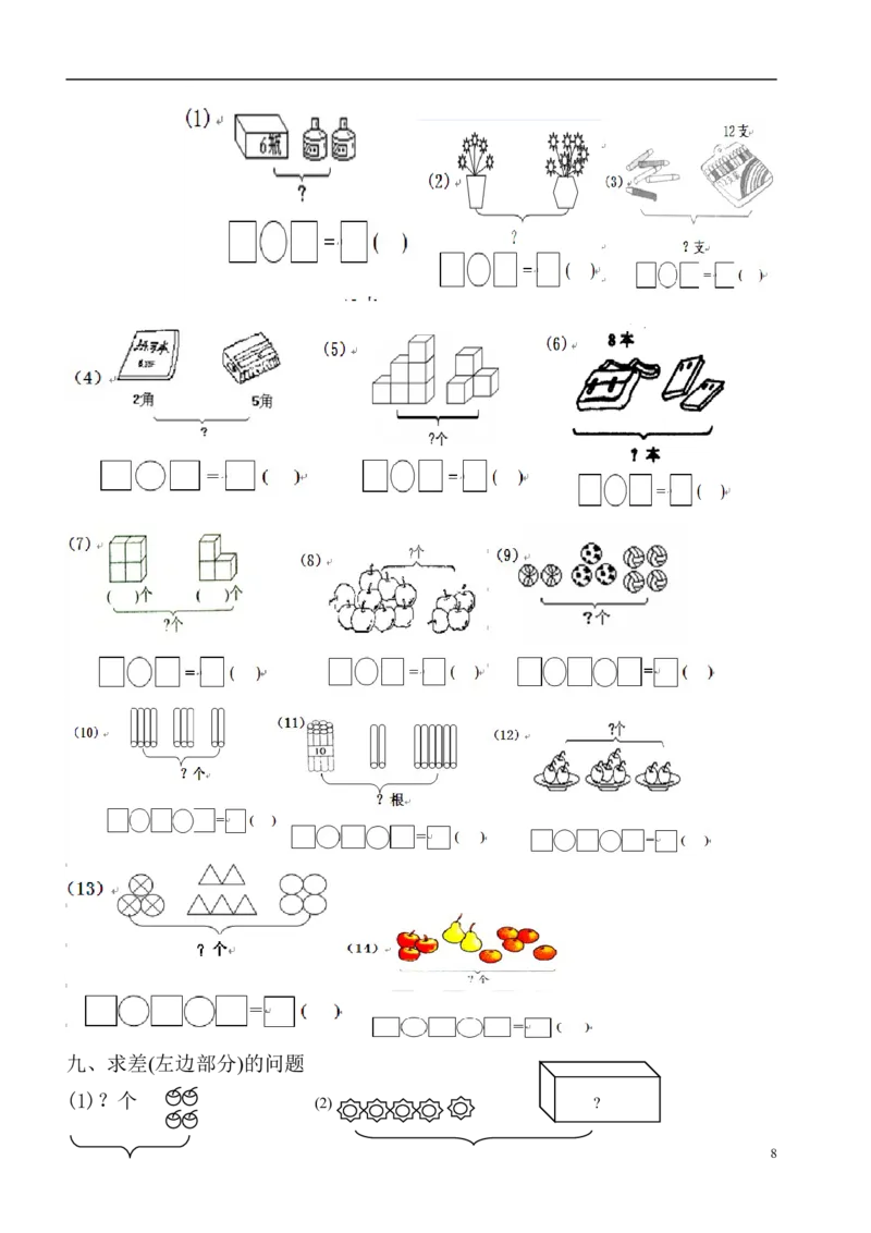 一年级数学看图列式专项练习(1)_一年级上下册资料_小学一年级学习资料-25年更新版_1-03、小学一年级数学上册_通用_精品专项练习（通用版）