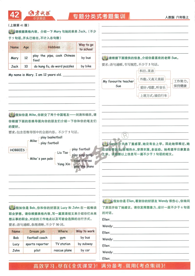 25秋考试报同步检测高频题人教英语6上_25秋小学语数英习题试卷_英语_人教版_人教英语同步检测高频题