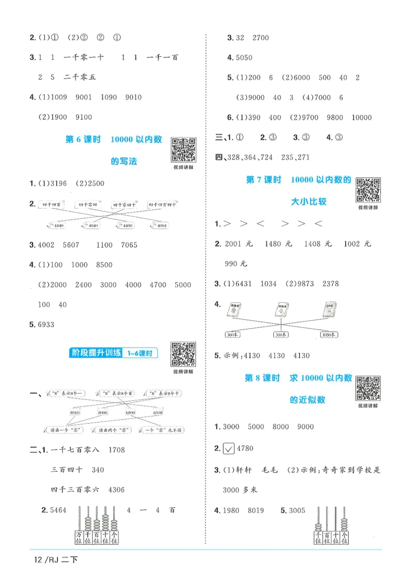 二下数学阳光同学_二年级上下册资料_53黄冈多个品牌系列资料_数学