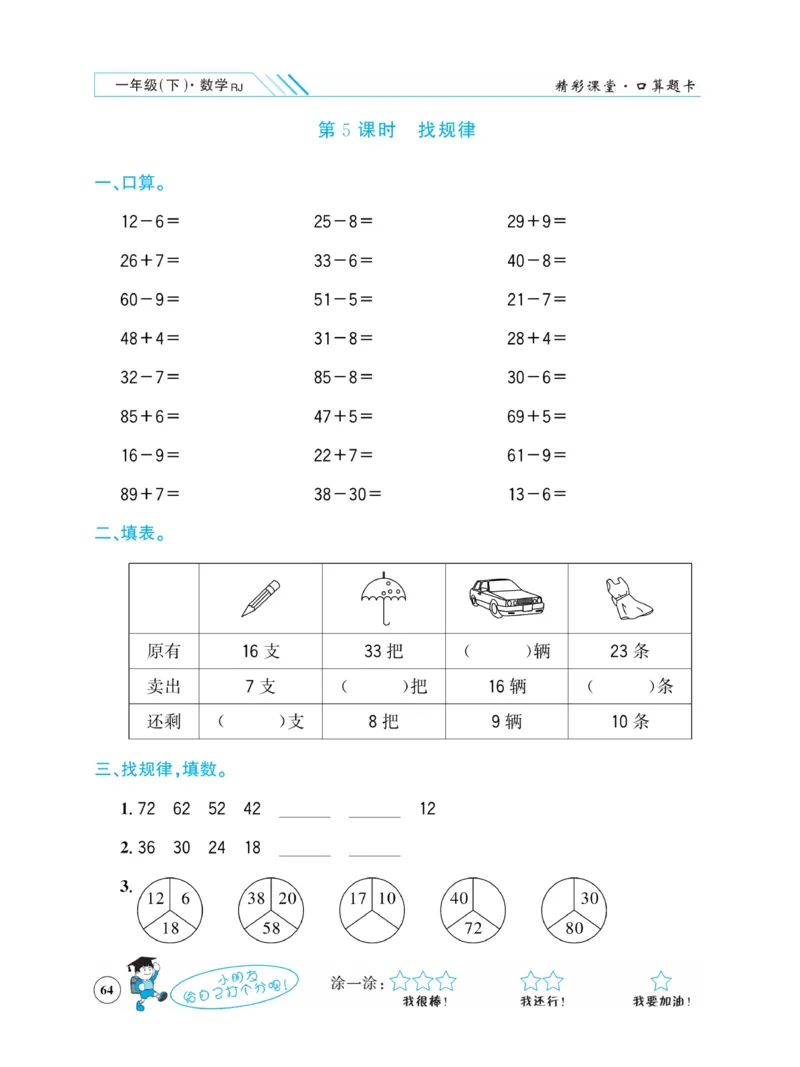 《荣兴德口算题卡》数学1年级下册（RJ）_一年级上下册资料_小学一年级学习资料-25年更新版_1-04、小学一年级数学下册_1-4-2、练习题、作业、试题、试卷_人教版_电子册