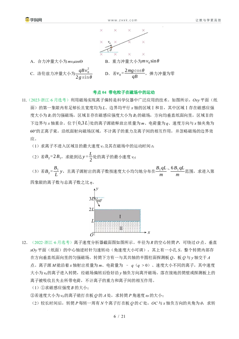 专题10磁场（浙江专用）（原卷版）_浙江物理高考真题分类汇编（2021-2025）_专题10磁场（浙江专用）-五年（2021-2025）高考物理真题分类汇编