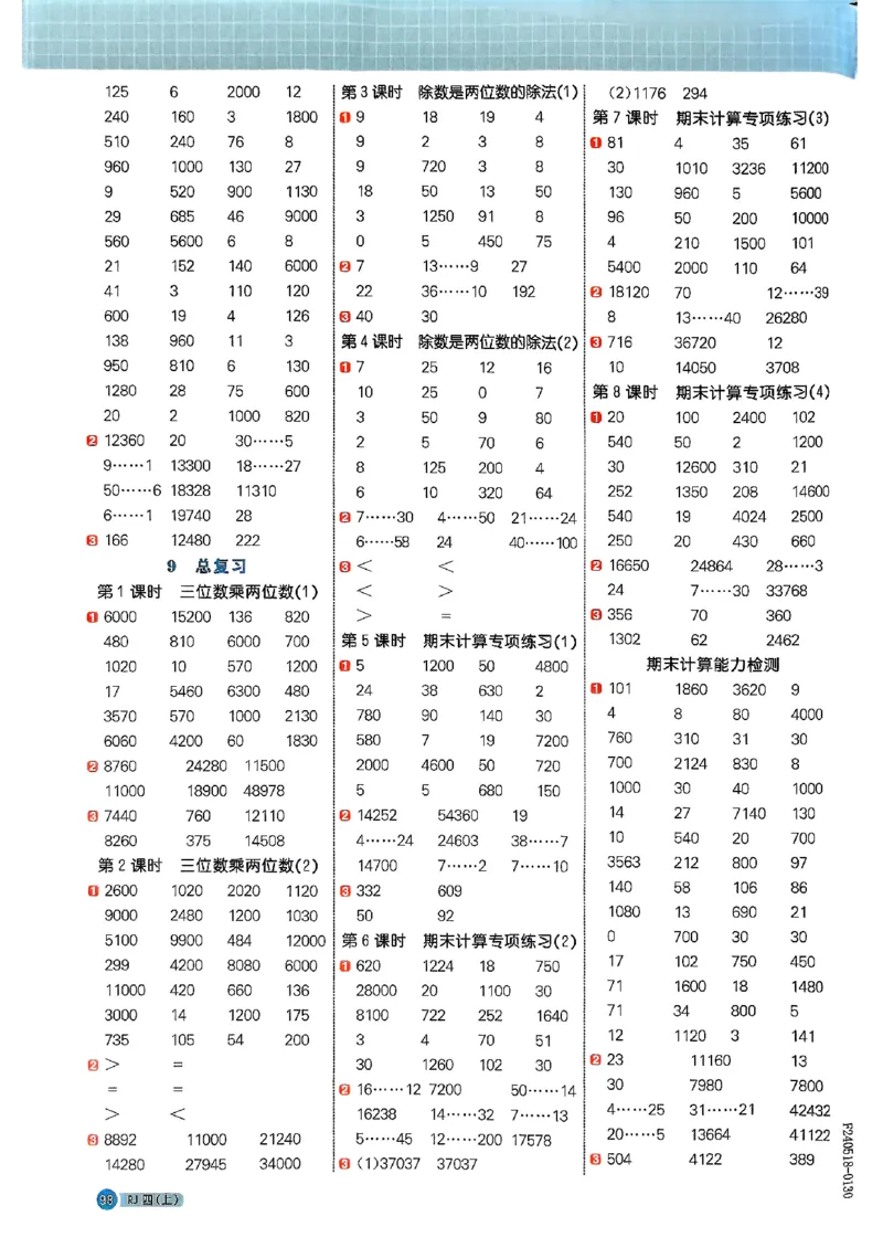 25秋四上计算小达人数学人教_25秋小学语数英习题试卷_数学_人教版_数学《阳光同学计算小达人》人教25秋_25秋《阳光同学计算小达人》人教版4上