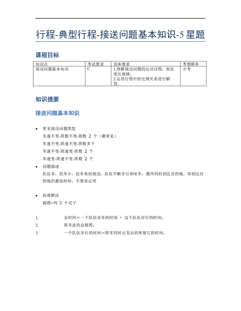 《行程问题》-典型行程-接送问题基本知识-5星题（含详解）全国通用版_小学数学母题大全一二三四五六年级上下册一题多解题母题解_《行程问题》-典型行程-接送问题基本知识（含详解）