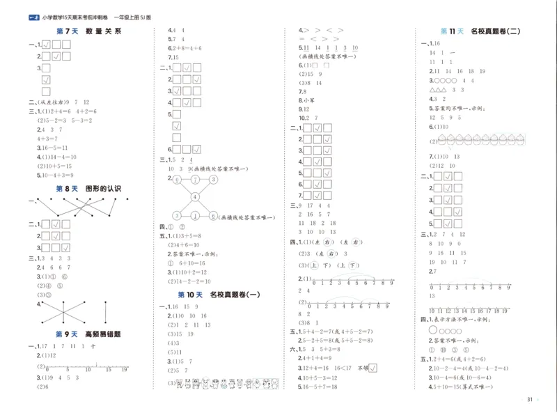 25秋《一本15天期末考点冲刺卷》苏教数学1上_25秋小学语数英习题试卷_数学_苏教版_25秋一本15天期末卷苏教版数学_25秋一本15天期末卷苏教版数学一上