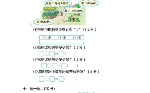一年级人教版下册-数学期中检测试题卷_一年级上下册资料_小学一年级学习资料-25年更新版_1-04、小学一年级数学下册_1-4-2、练习题、作业、试题、试卷_人教版_期中测试卷