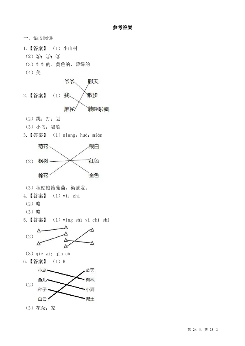 一（上）阅读专项训练习题50道_一到六小学晨读晚默晨诵晚读_24秋一年级上册各类资料(小纸条知识点默写单)