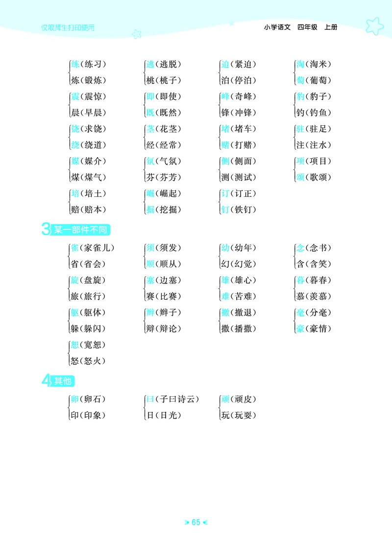 25秋统编版语文四年级上册单元归类知识汇总_25秋小学语数英习题试卷_语文_53单元归类知识汇总完整版语文25年上册
