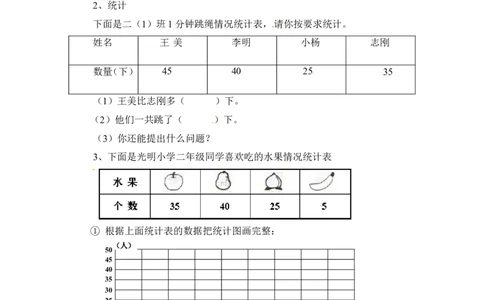 三年级下册数学一课一练-数据的收集和整理（二）3-苏教版(1)_三年级上下册资料_三年级上语数英上下册学习资料_3-8-4、小学三年级数学下册_苏教版_2、同步练习