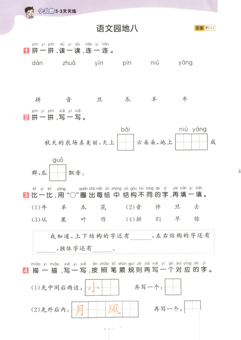 一年级语文上册人教版25秋《53天天练》_25秋小学语数英习题试卷_语文_1-6年级语文上册人教版25秋《53天天练》_一年级语文上册人教版25秋《53天天练》