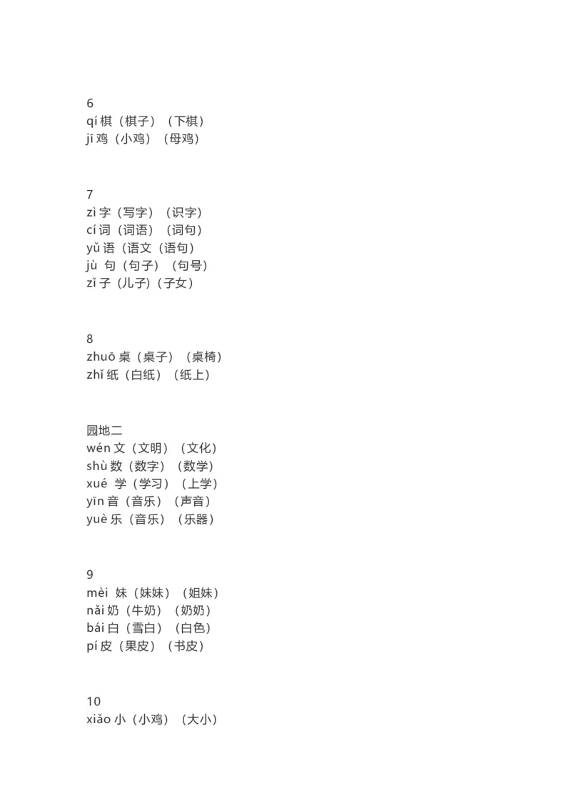一（上）语文识字表生字组词带拼音（7）_一年级上下册资料_小学一年级学习资料-25年更新版_1-01、小学一年级语文上册_08、专项练习_拼音生字