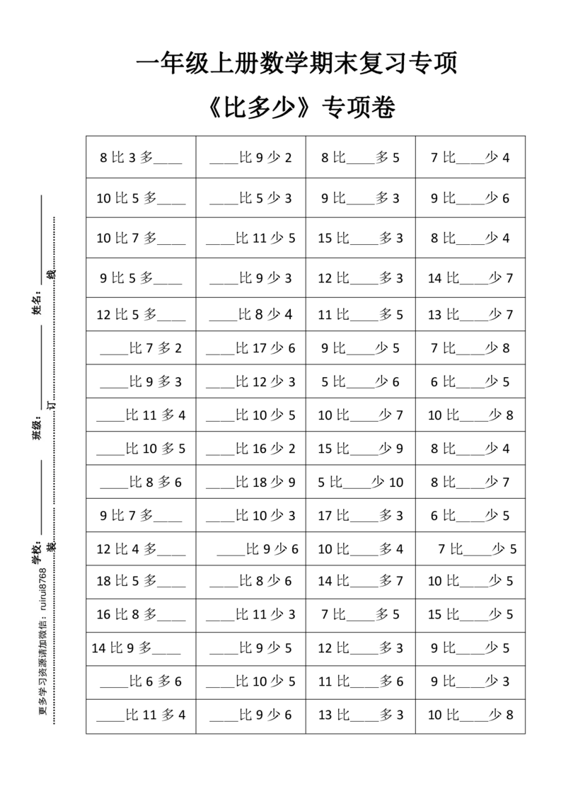 一年级数学上册期末复习-八大专题(1)_一年级上下册资料_一年级上册小红书同款资料_数学