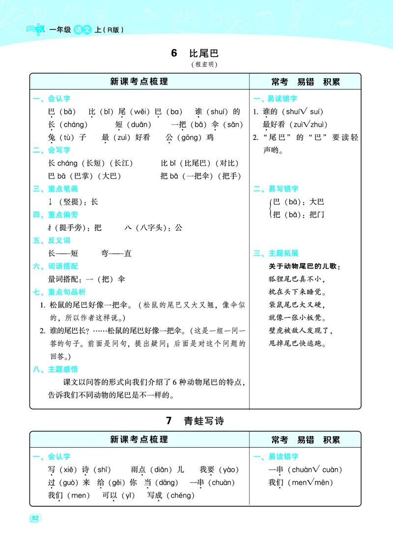 一（上）语文名师规划每一课重考点梳理（全册）_一年级上下册资料_小学一年级学习资料-25年更新版_1-01、小学一年级语文上册_01、知识汇总_语文一（上）重点文件总汇