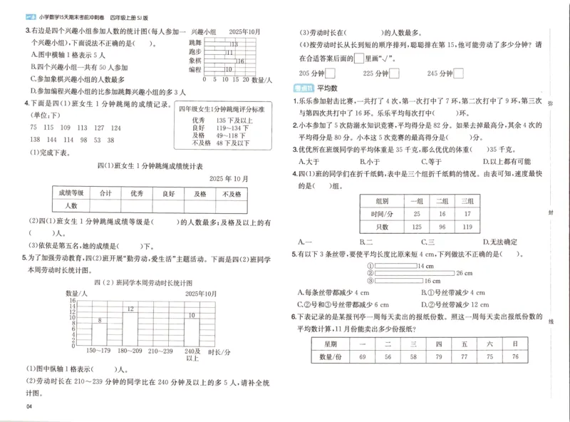 25秋《一本15天期末考点冲刺卷》苏教数学4上_25秋小学语数英习题试卷_数学_苏教版_25秋一本15天期末卷苏教版数学_25秋一本15天期末卷苏教版数学四上