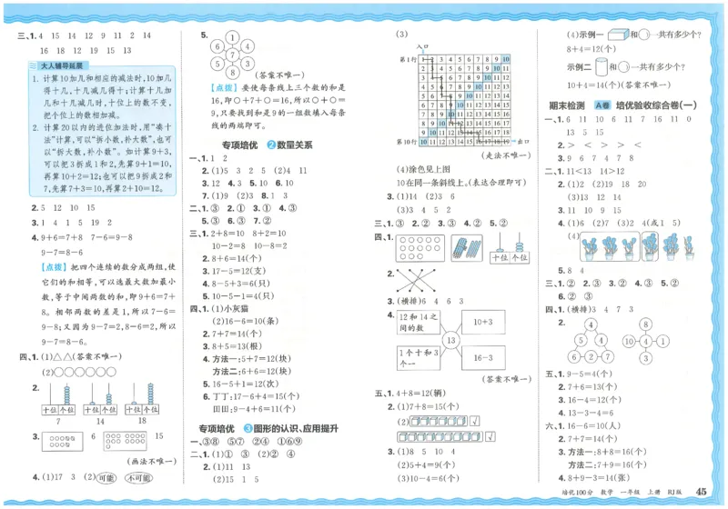 一上数学王朝霞培优100分_25秋小学语数英习题试卷_数学_人教版_25秋1-6年级人教版数学培优100分
