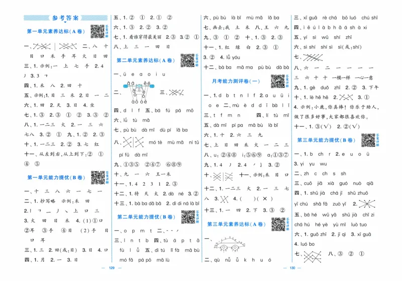 一年级语文上册人教版25秋《学霸提优大试卷》答案_25秋小学语数英习题试卷_语文_25秋1-6年级上册语文学霸提优大试卷_一年级语文上册人教版25秋《学霸提优大试卷》