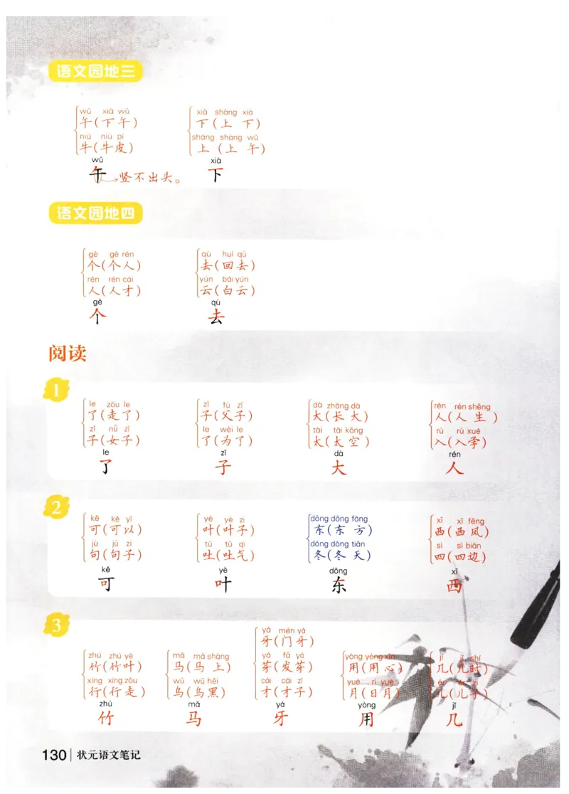 《状元笔记》_25秋小学语数英习题试卷_语文_25秋《状元笔记》语文12456_1年级语文《状元笔记》25秋