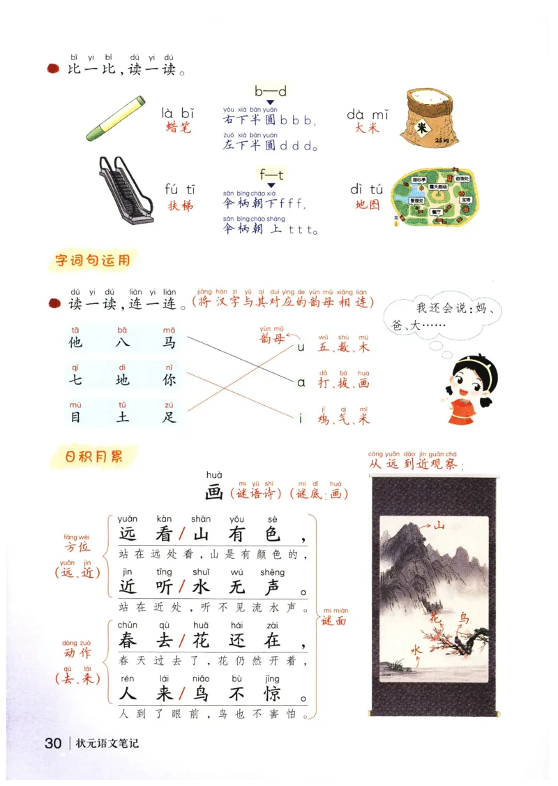 《状元笔记》_25秋小学语数英习题试卷_语文_25秋《状元笔记》语文12456_1年级语文《状元笔记》25秋