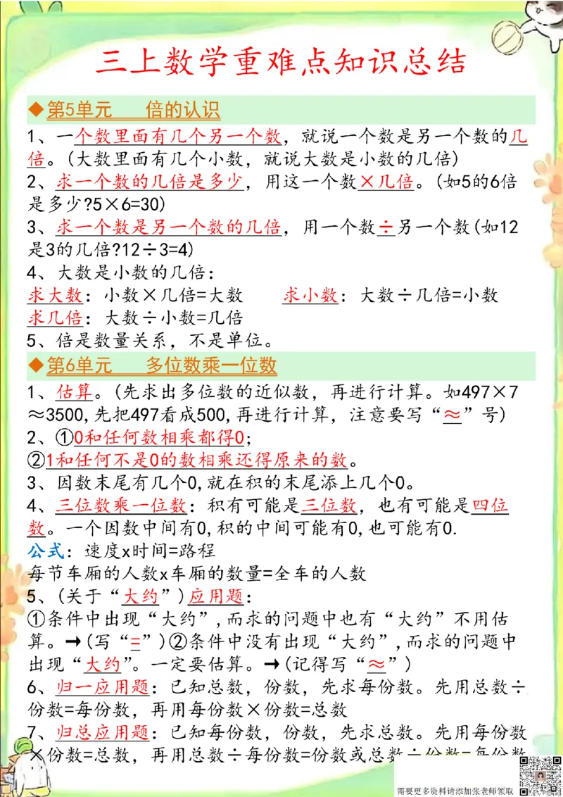 三上数学单元重点&考点&知识点_三年级上下册资料_三年级上册小红书同款资料_三年级(1)