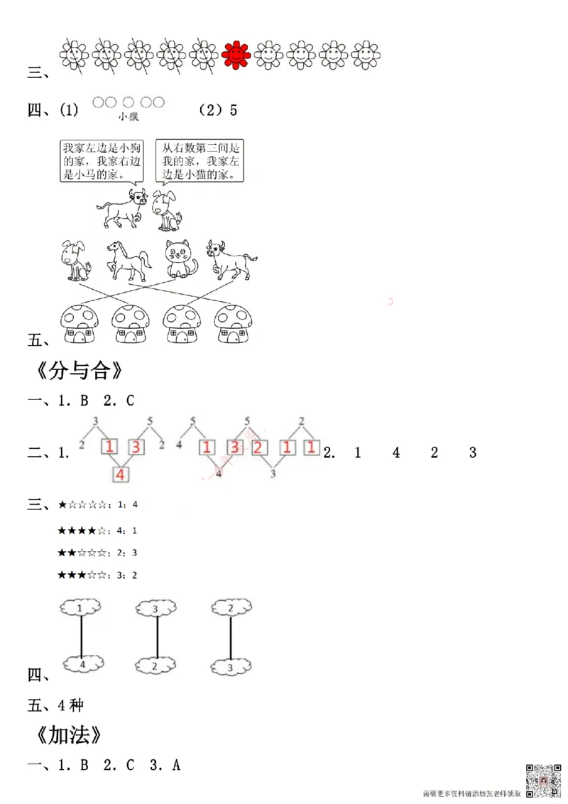 一年级数学上册学习单（第一单元）(1)_一年级上下册资料_一年级上册小红书同款资料_数学