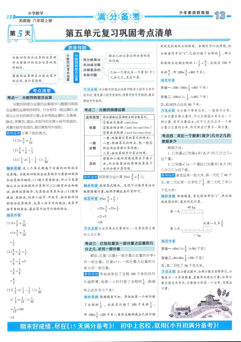 25秋15天满分备考苏教数学6上_25秋小学语数英习题试卷_数学_苏教版