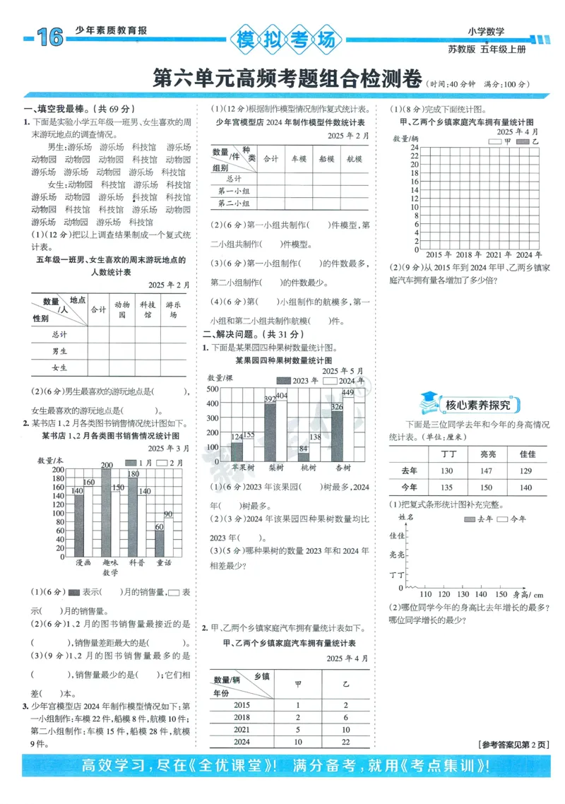 25秋15天满分备考苏教数学5上_25秋小学语数英习题试卷_数学_苏教版
