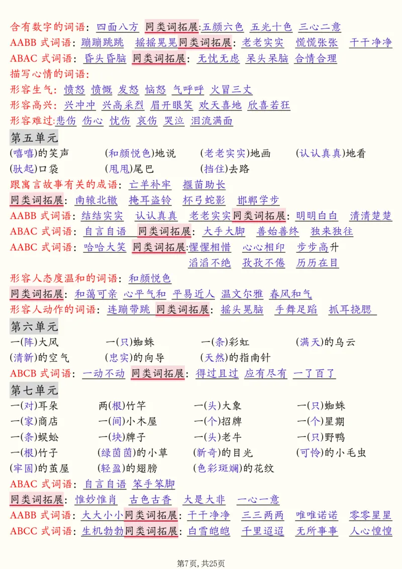 二年级下册语文全册必背知识汇总(25页）(1)(1)_二年级上下册资料_二年级下册小红书同款资料_二下语文