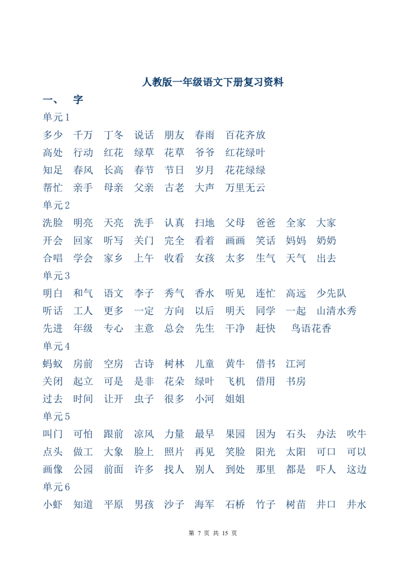 一年级上册语文复习提纲复习资料_一年级上下册资料_小学一年级学习资料-25年更新版_1-01、小学一年级语文上册_01、知识汇总