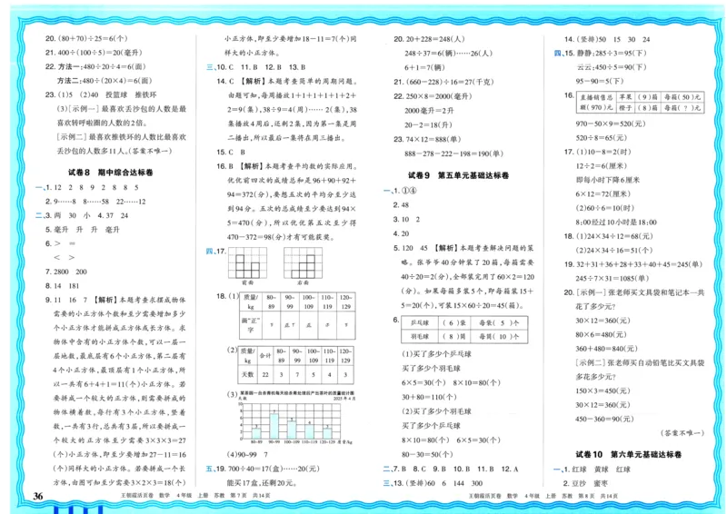 25秋《王朝霞单元活页卷》4年级上册数学苏教版_25秋小学语数英习题试卷_数学_苏教版_25秋1-6年级上册苏教版数学《王朝霞单元活页卷》