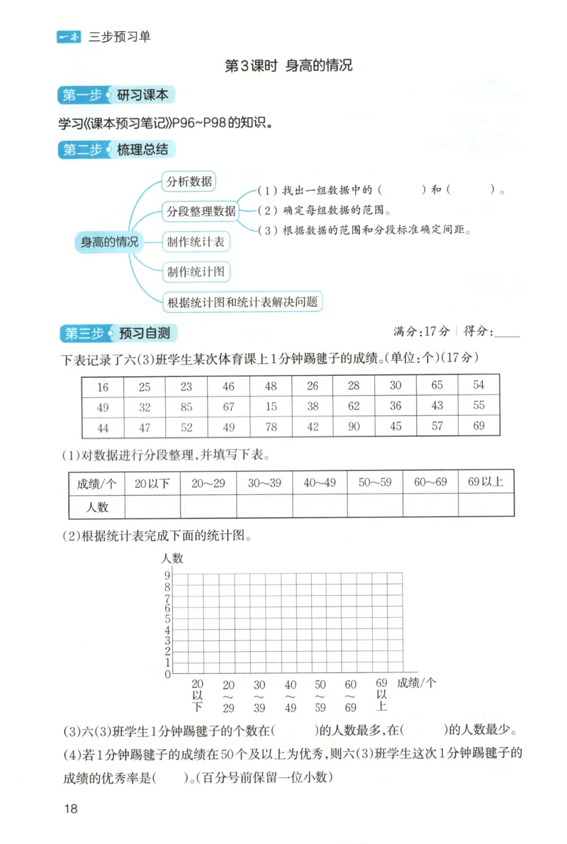 三步预习单+答案_25秋《一本预习笔记》语数外，人教，北师1-6上_25秋《一本预习笔记》数学北师版1-6_一本课本预习笔记数学BS6上