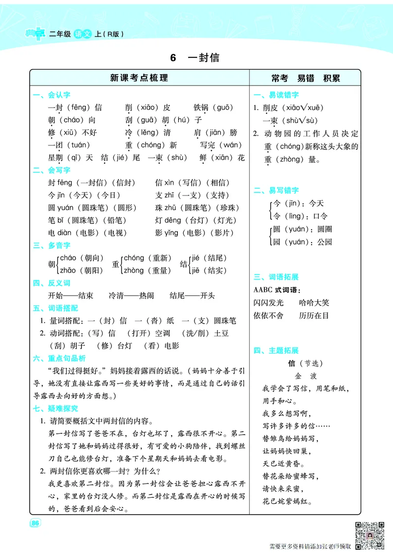 二（上）语文名师规划每一课重考点梳理（全册）(1)(2)_二年级上下册资料_二年级上册小红书同款资料_二年级