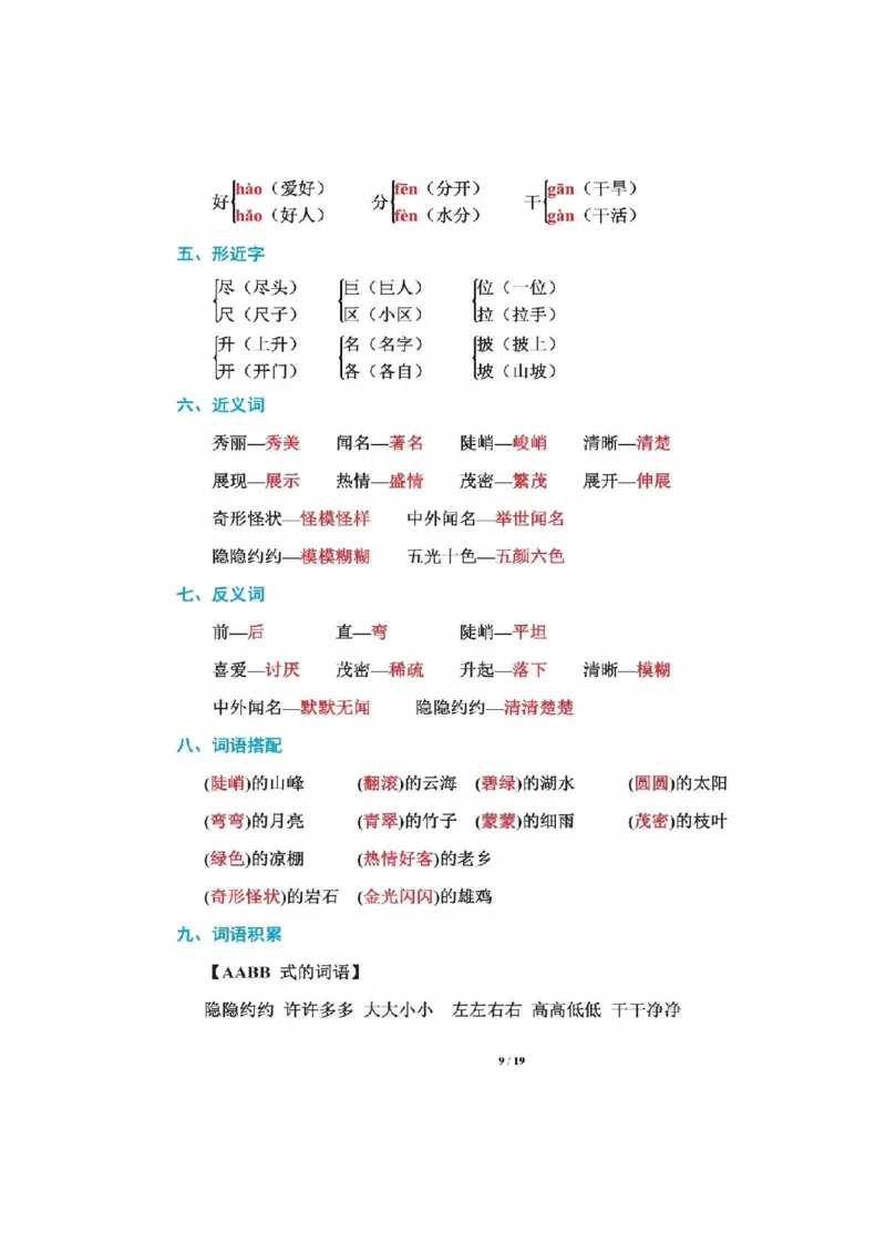 二年级上册语文-知识重点_二年级上下册资料_小学二年级学习资料-25年更新版_2-01、小学二年级语文上册_2-1-1、复习、知识点、归纳汇总