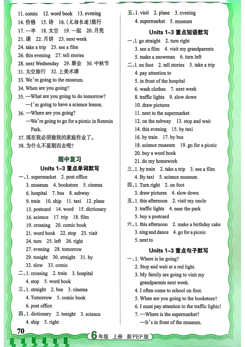 25秋《王朝霞活页默写》英语人教版6上_25秋小学语数英习题试卷_英语_人教版_25秋《王朝霞活页默写》3-6年级上册人教版英语
