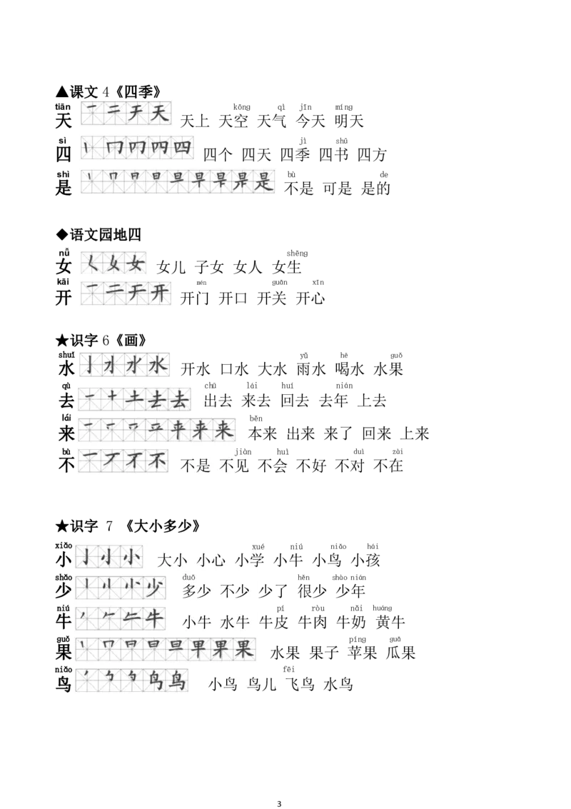 一（上）语文生字笔顺组词大全_一年级上下册资料_小学一年级学习资料-25年更新版_1-01、小学一年级语文上册_01、知识汇总_语文一（上）重点文件总汇