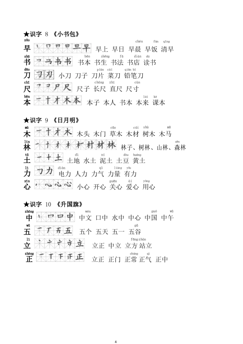 一（上）语文生字笔顺组词大全_一年级上下册资料_小学一年级学习资料-25年更新版_1-01、小学一年级语文上册_01、知识汇总_语文一（上）重点文件总汇