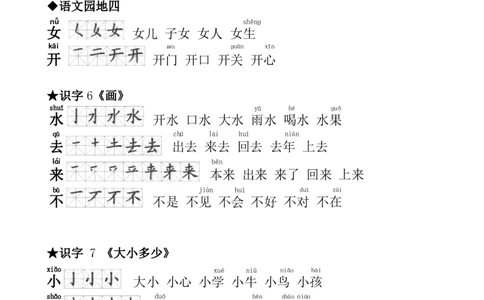 一（上）语文生字笔顺组词大全_一年级上下册资料_小学一年级学习资料-25年更新版_1-01、小学一年级语文上册_01、知识汇总_语文一（上）重点文件总汇