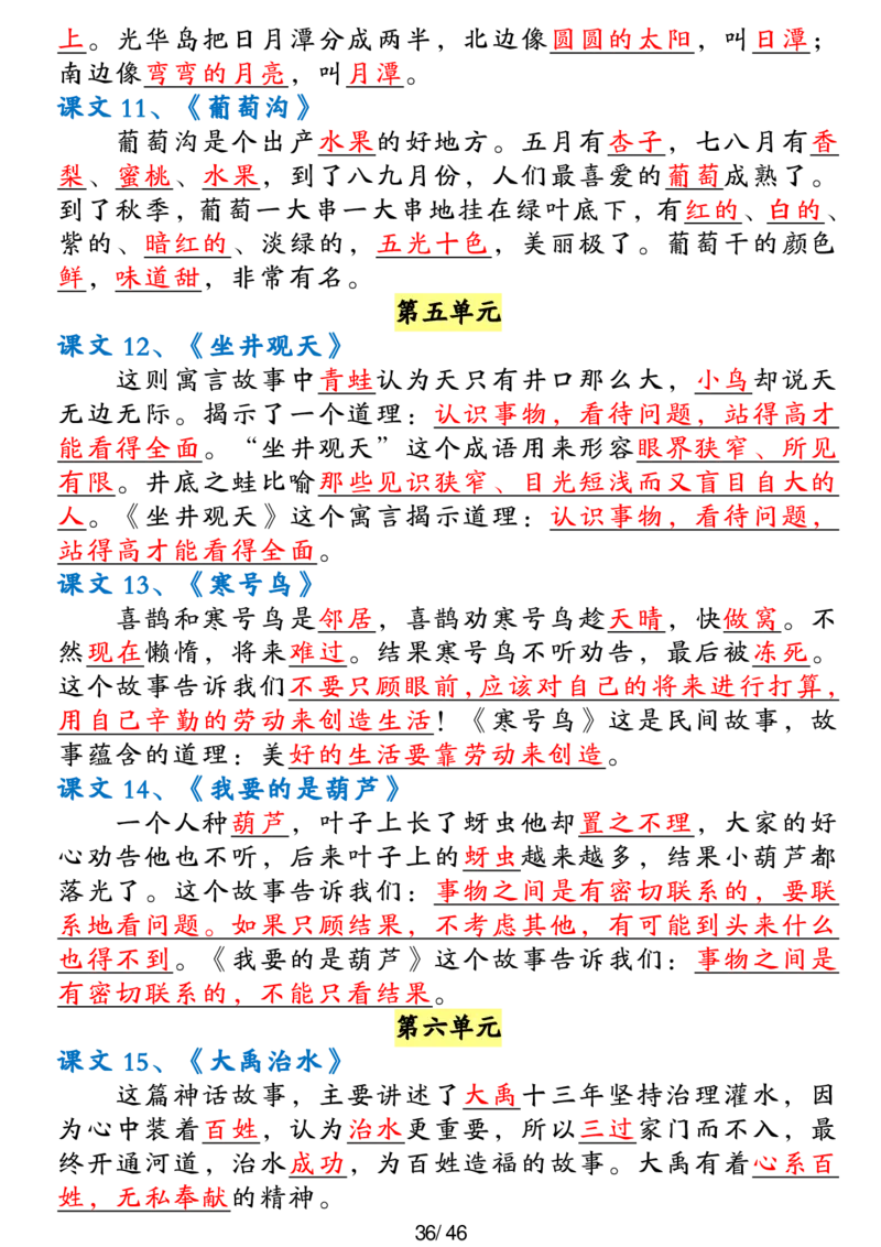 二年级上册语文高频考点汇总(1)_二年级上下册资料_二年级下册小红书同款资料_二下语文