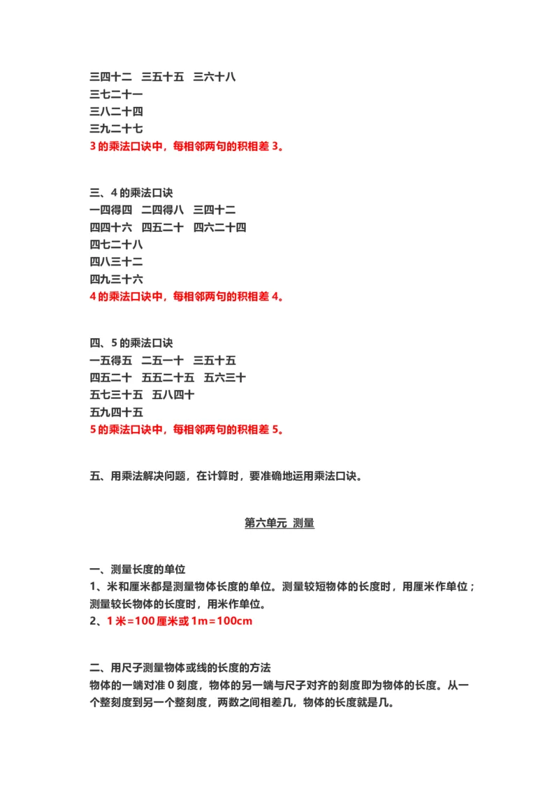 二年级数学（上册）北师大数学重点知识点汇总_二年级上下册资料_二年级语数英上下册学习资料_3-7-3、小学二年级数学上册_北师大版_1、知识点总结