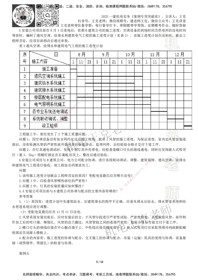 2025一建机电案例班-专题1进度管理（1）_2026年一级建造师_2026年一建机电_2025年一建机电SVIP_04-冲刺串讲✿考点强化✿小灶集训_49-机电《案例专项班》王克SMR_讲义