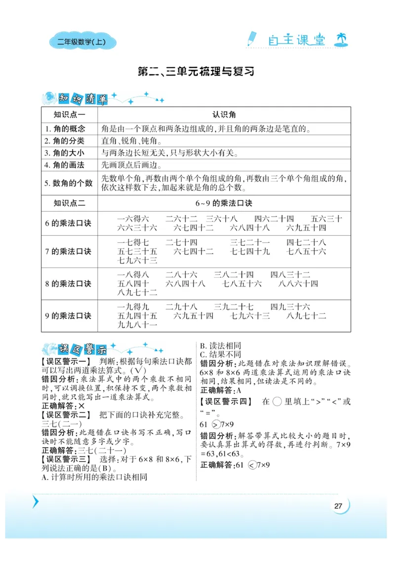 《自主课堂》22秋数学2年级上册（XS）_二年级上下册资料_小学二年级学习资料-25年更新版_2-03、小学二年级数学上册_2-3-2、练习题、作业、试题、试卷_西师版_电子册类