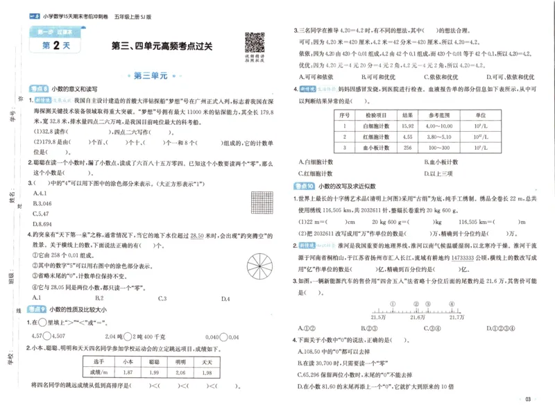 25秋《一本15天期末考点冲刺卷》苏教数学5上_25秋小学语数英习题试卷_数学_苏教版_25秋一本15天期末卷苏教版数学_25秋一本15天期末卷苏教版数学五上
