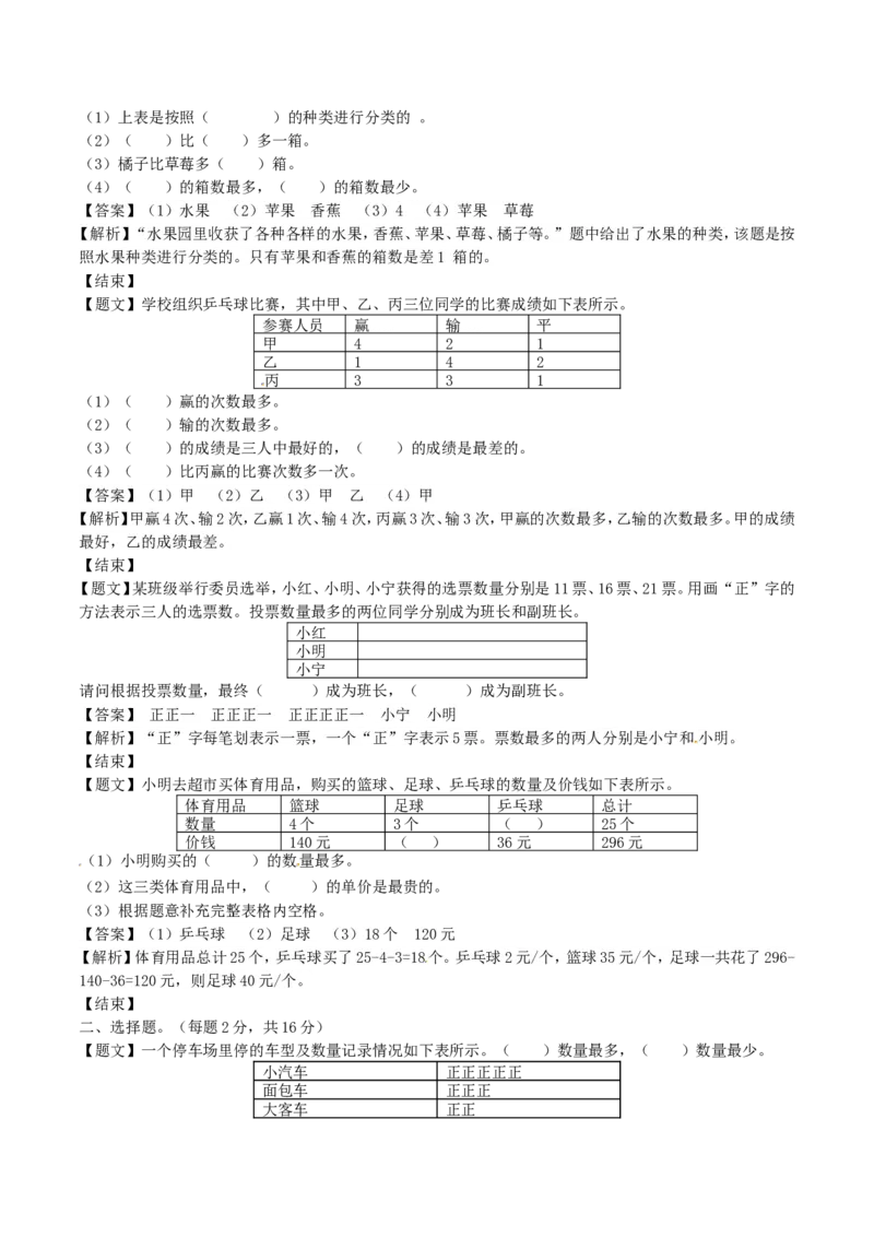 二年级下册数学单元测试卷-第八单元-苏教版（带解析）_二年级上下册资料_二年级语数英上下册学习资料_3-7-4、小学二年级数学下册_苏教版_3、单元测试卷