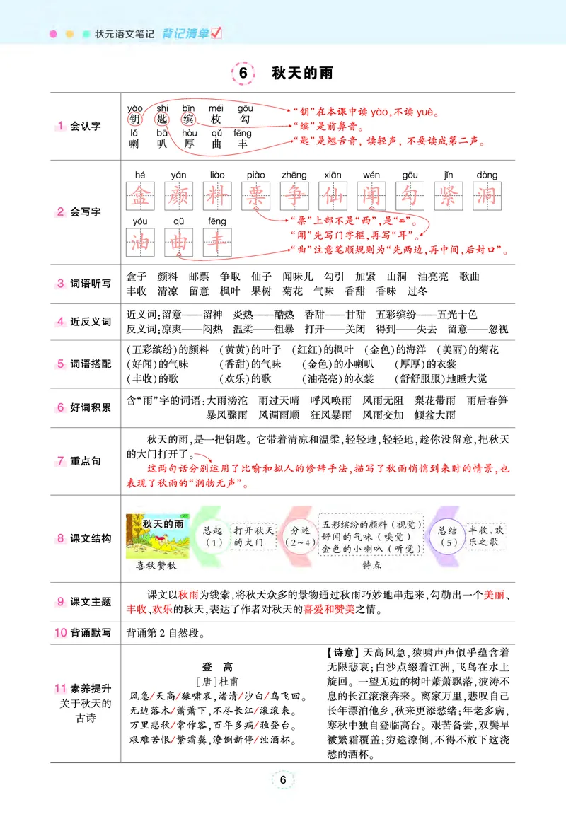 三年级状元语文笔记（背记清单）_三年级上下册资料_三年级上语数英上下册学习资料_3-8-1、小学三年级语文上册_统编、部编、人教（语文全国统一只有一个版）_2024新增