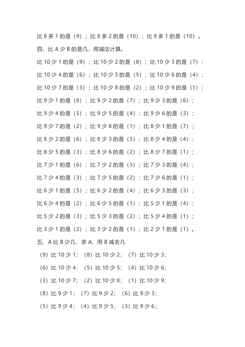 一（上）数学10以内的比多少专项练习，附答案_一年级上下册资料_小学一年级学习资料-25年更新版_1-03、小学一年级数学上册_通用_精品专项练习（通用版）