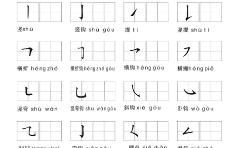 一年级上册语文-汉字笔画练习纸_一年级上下册资料_小学一年级学习资料-25年更新版_1-01、小学一年级语文上册_07、字贴书写