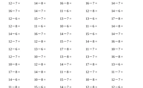一年级口算练习题（十几减9等，共1800题)_一年级上下册资料_小学一年级学习资料-25年更新版_1-04、小学一年级数学下册_1-4-2、练习题、作业、试题、试卷_通用_通用重点必背+专项练习