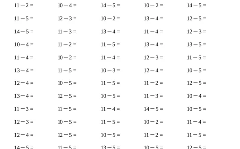 一年级口算练习题（十几减9等，共1800题)_一年级上下册资料_小学一年级学习资料-25年更新版_1-04、小学一年级数学下册_1-4-2、练习题、作业、试题、试卷_通用_通用重点必背+专项练习