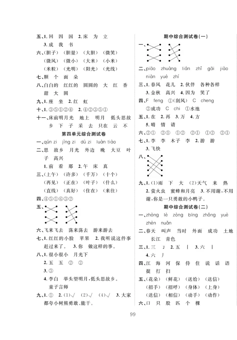 《轻松100同步测试卷》语文1年级下册（RJ）_一年级上下册资料_小学一年级学习资料-25年更新版_1-02、小学一年级语文下册_3-6-2-2、练习题、作业、专项、试卷_部编（人教）版_电子册类